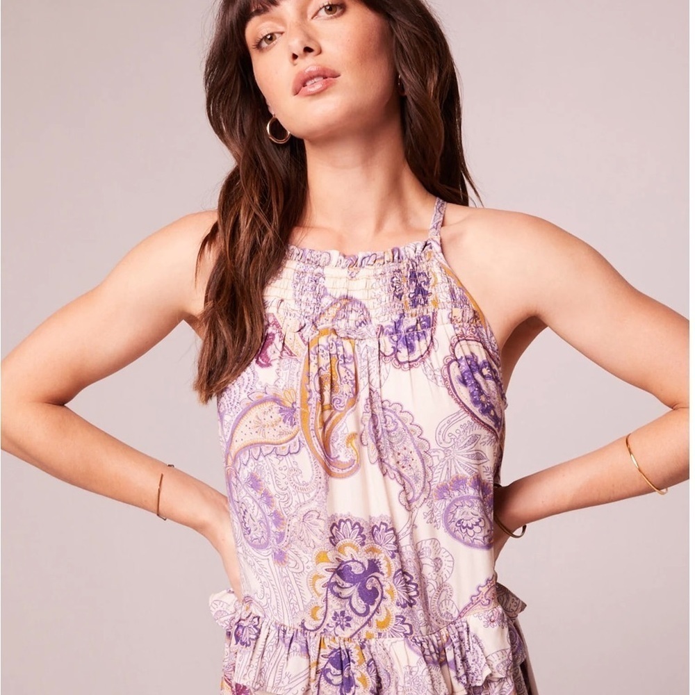 NEW Band of the Free Boho Liliane Purple Paisley Tiered Maxi Dress S Viscose - Picture 7 of 10